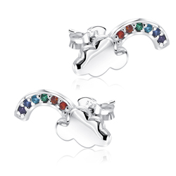 Clouds Rainbow Silver Stud Earring STS-5709 